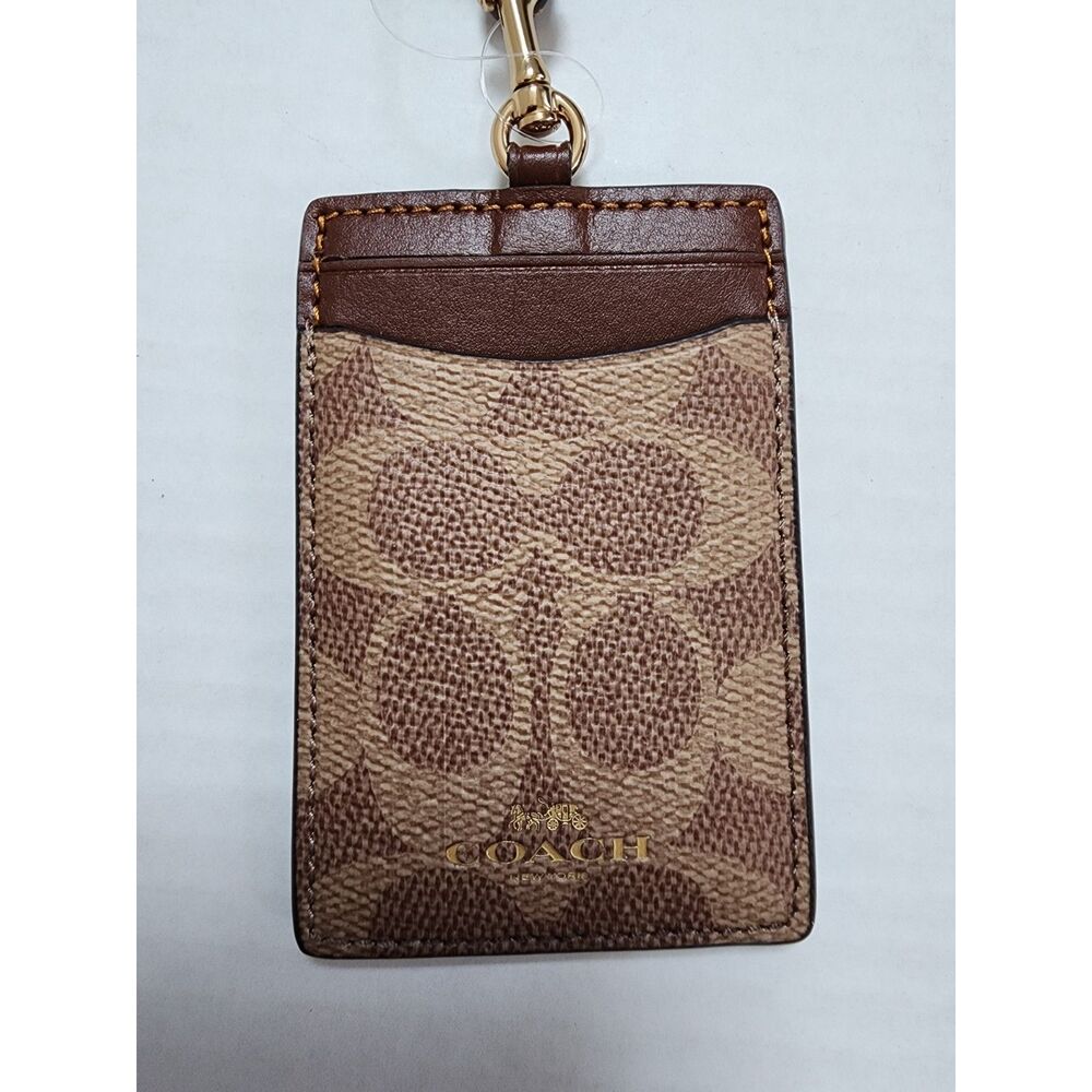 NWT Coach ID Lanyard in Signature Canvas – Tan/Brown CZ285 - Picture 2 of 3